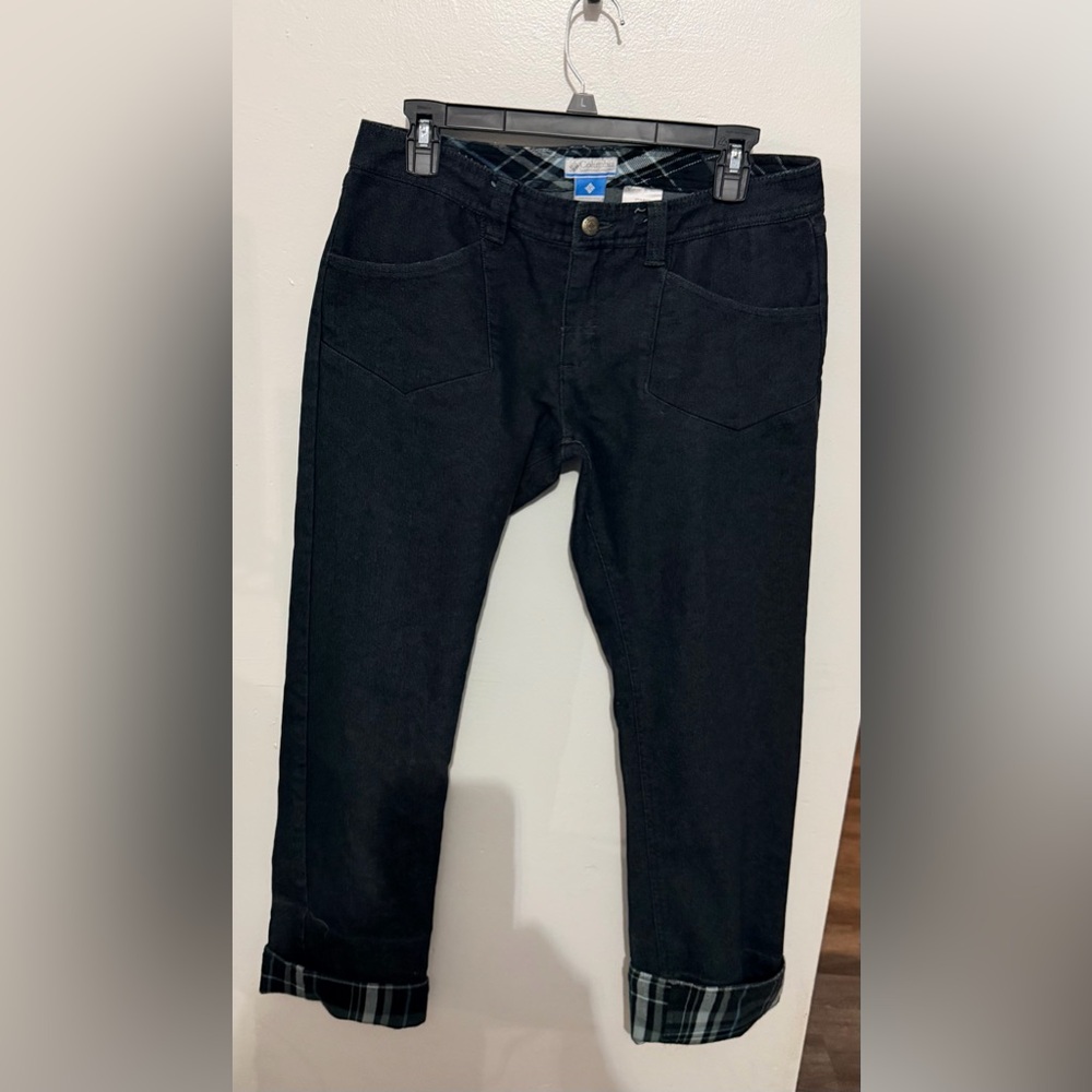 Columbia Sports Wear Women’s Black Jeans With Plaid Cuffs SZ 10